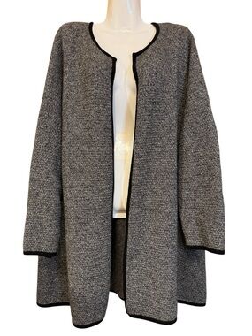 Talbots Plus Womens Black White Marled Open Cardigan Sweater 3X